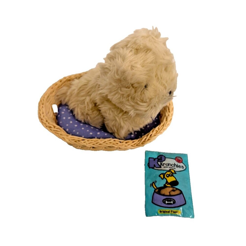 Pleasant Company American Girl Coconut Dog Wicker Bed & Krunchies Treat Set